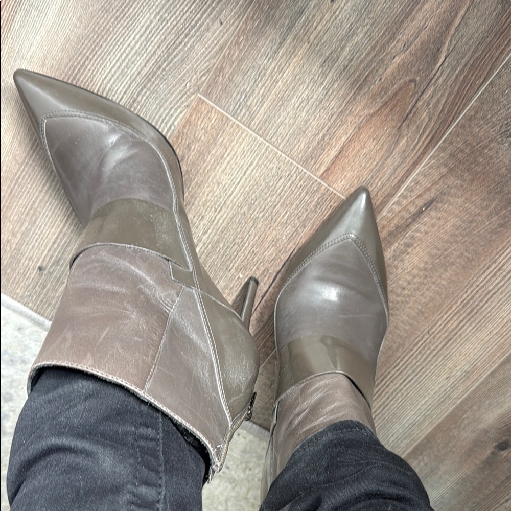 All Saints two textured leather Gray Ankle Boots